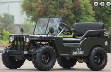 RPS Mini Jeep 125cc Go Kart, 3-speed with Reverse, Steel Wheels