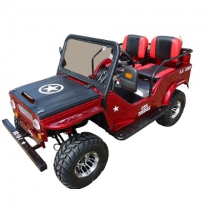 RPS Mini Jeep 125cc Go Kart, 3-Speed with Reverse, Chrome Wheels - Red
