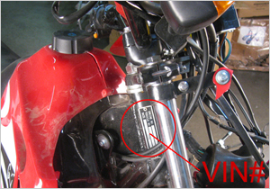 Find VIN# on Dirt Bikes